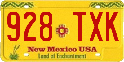 NM license plate 928TXK