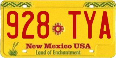 NM license plate 928TYA