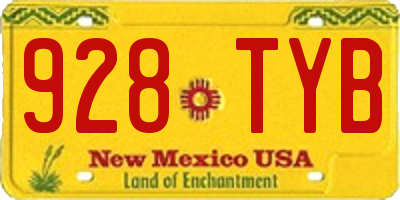 NM license plate 928TYB