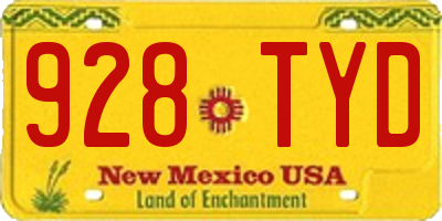 NM license plate 928TYD
