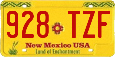 NM license plate 928TZF