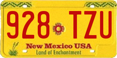 NM license plate 928TZU