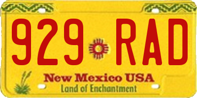 NM license plate 929RAD