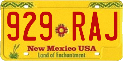 NM license plate 929RAJ