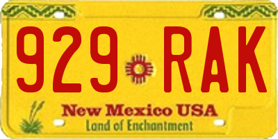 NM license plate 929RAK