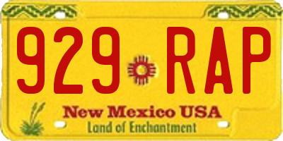NM license plate 929RAP