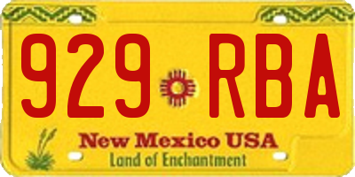 NM license plate 929RBA