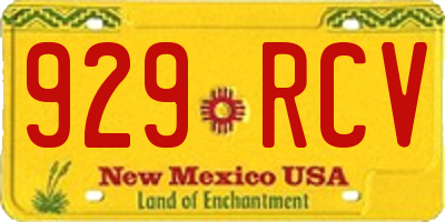 NM license plate 929RCV