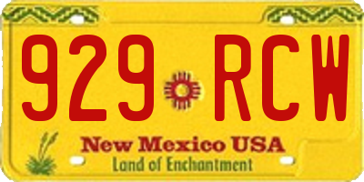 NM license plate 929RCW