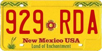 NM license plate 929RDA