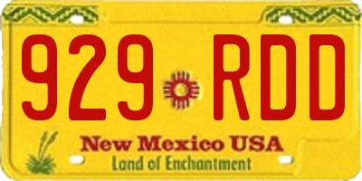 NM license plate 929RDD