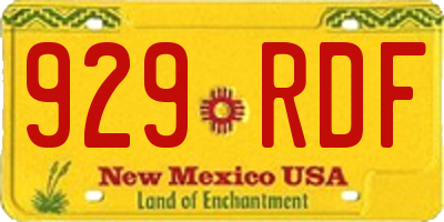 NM license plate 929RDF