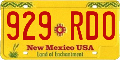 NM license plate 929RDO