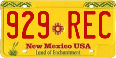 NM license plate 929REC