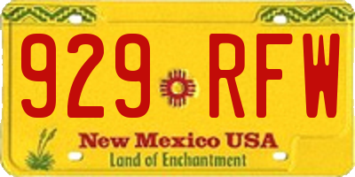 NM license plate 929RFW