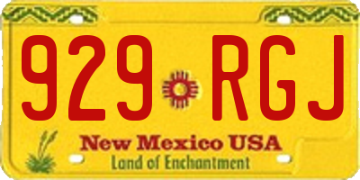 NM license plate 929RGJ