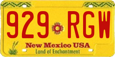 NM license plate 929RGW