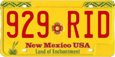 NM license plate 929RID