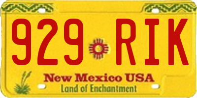 NM license plate 929RIK