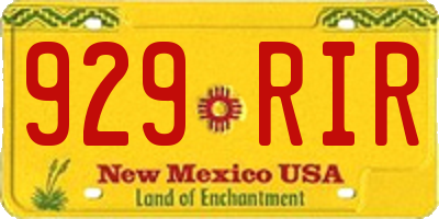 NM license plate 929RIR
