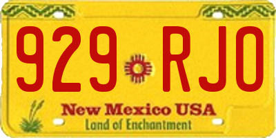 NM license plate 929RJO
