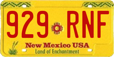 NM license plate 929RNF