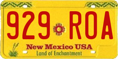 NM license plate 929ROA