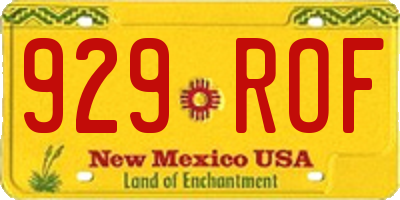 NM license plate 929ROF