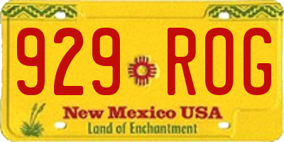 NM license plate 929ROG