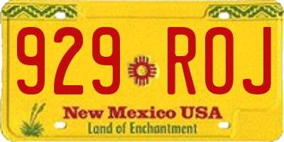 NM license plate 929ROJ