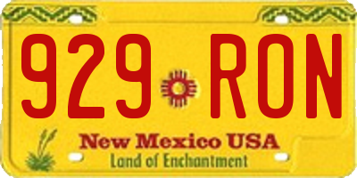 NM license plate 929RON