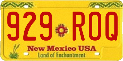 NM license plate 929ROQ