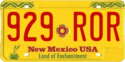 NM license plate 929ROR