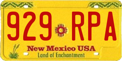 NM license plate 929RPA