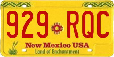 NM license plate 929RQC