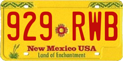 NM license plate 929RWB