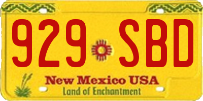 NM license plate 929SBD