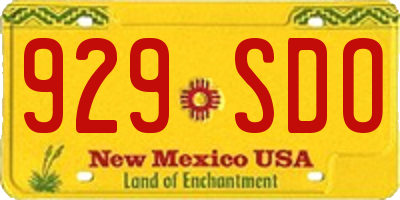 NM license plate 929SDO
