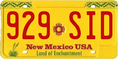 NM license plate 929SID