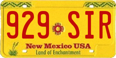 NM license plate 929SIR