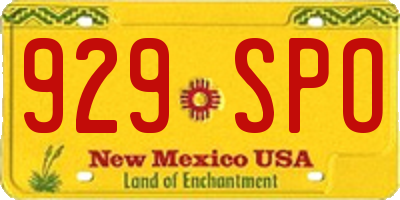 NM license plate 929SPO