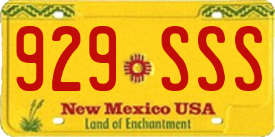 NM license plate 929SSS