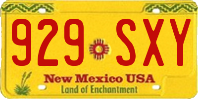 NM license plate 929SXY