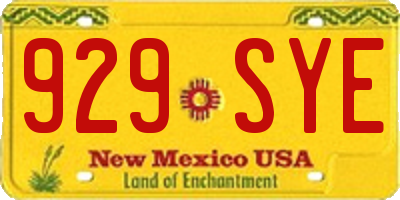 NM license plate 929SYE