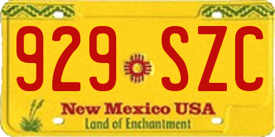 NM license plate 929SZC