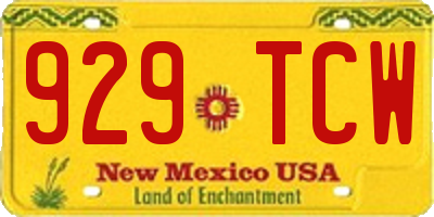 NM license plate 929TCW