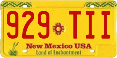 NM license plate 929TII