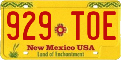 NM license plate 929TOE