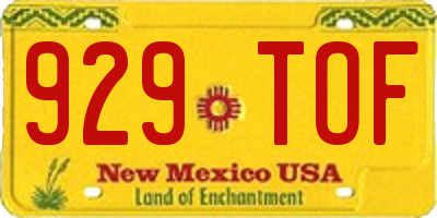 NM license plate 929TOF