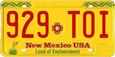 NM license plate 929TOI